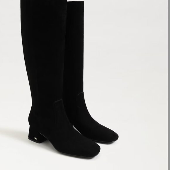 Sam Edelman Porter Knee High Black Suede Boots Sz 8 - Picture 1 of 5